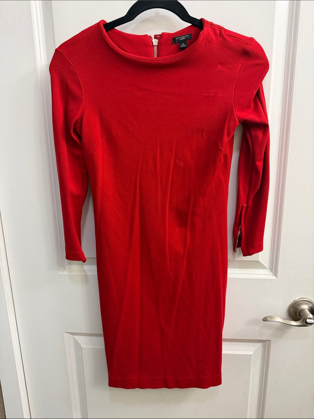 Ann Taylor Factory Red Long Sleeve Sheath Dress